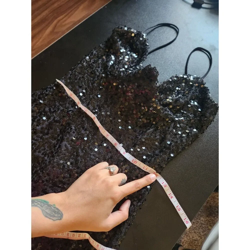 Black Sequin Bustier Bodycon Mini Dress Underwire Corset Party Cocktail
